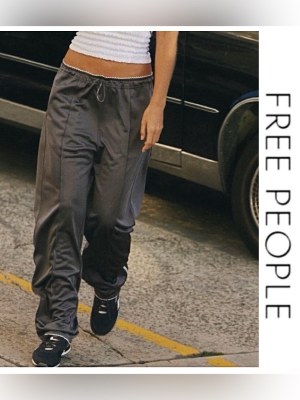 🔥NWTS-$100 FREE PEOPLE Roll With It Pants L *Gun Metal Relaxed Flattering Pants